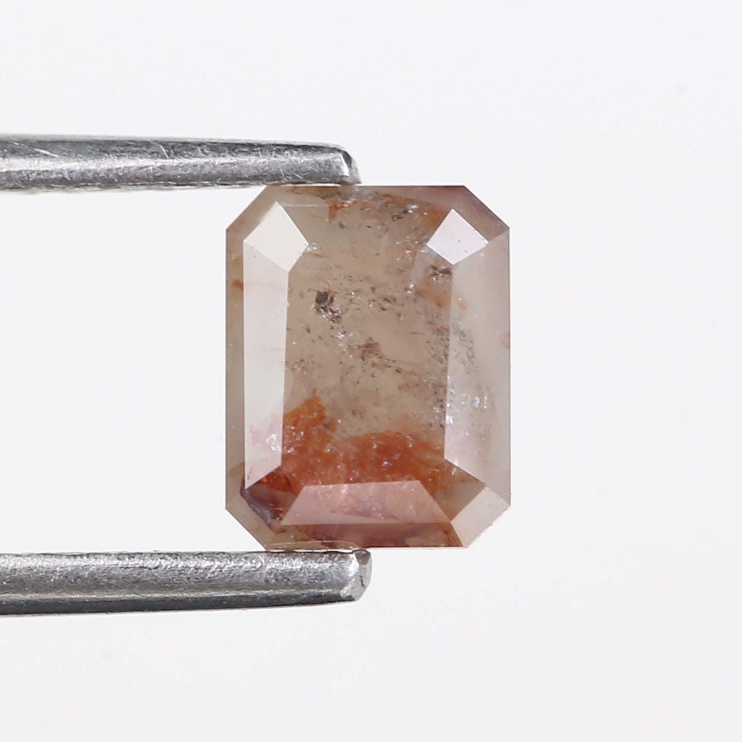 0.93 Carat Natural Orange Peach Emerald Salt and Pepper Diamond 6.14 MM