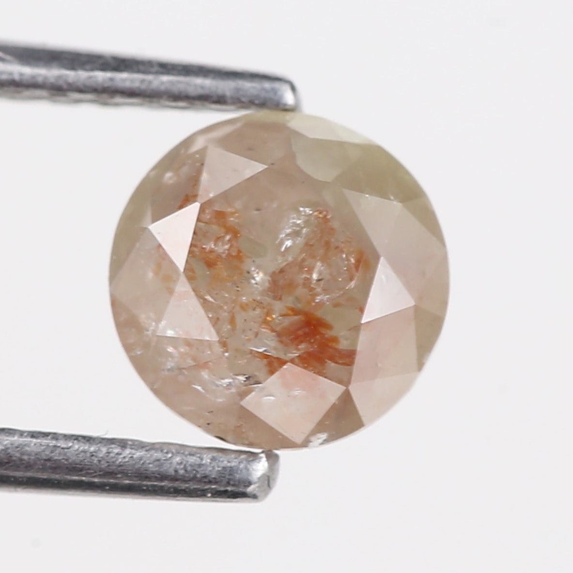 0.94 Carat Natural Peach Orange Round Salt and Pepper Diamond 5.83 MM
