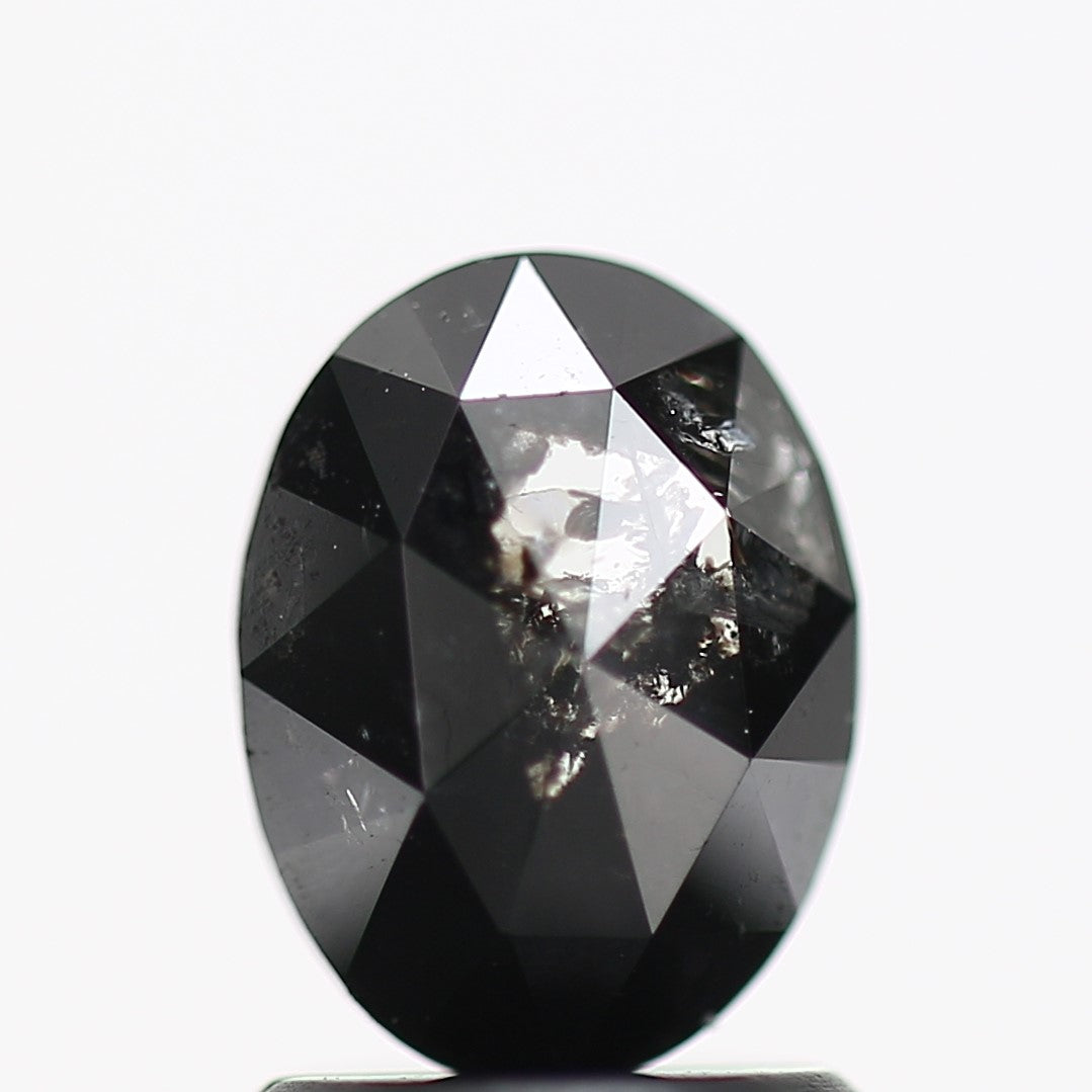 0.94 Carat Oval Rose Cut Natural Black Diamond