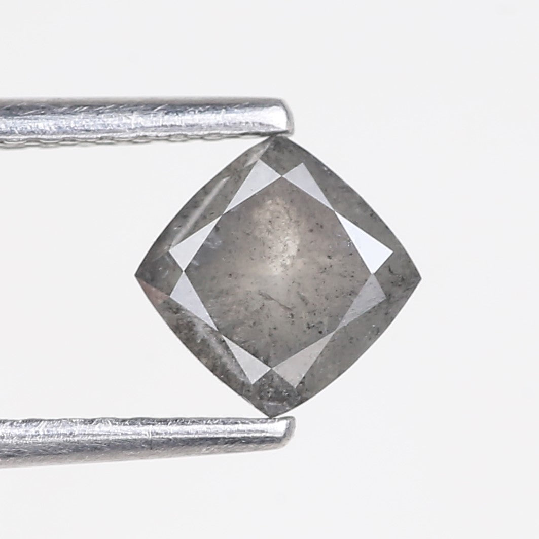 0.95 Carat Double Cut Cushion Salt and Pepper Diamond 5.20 MM