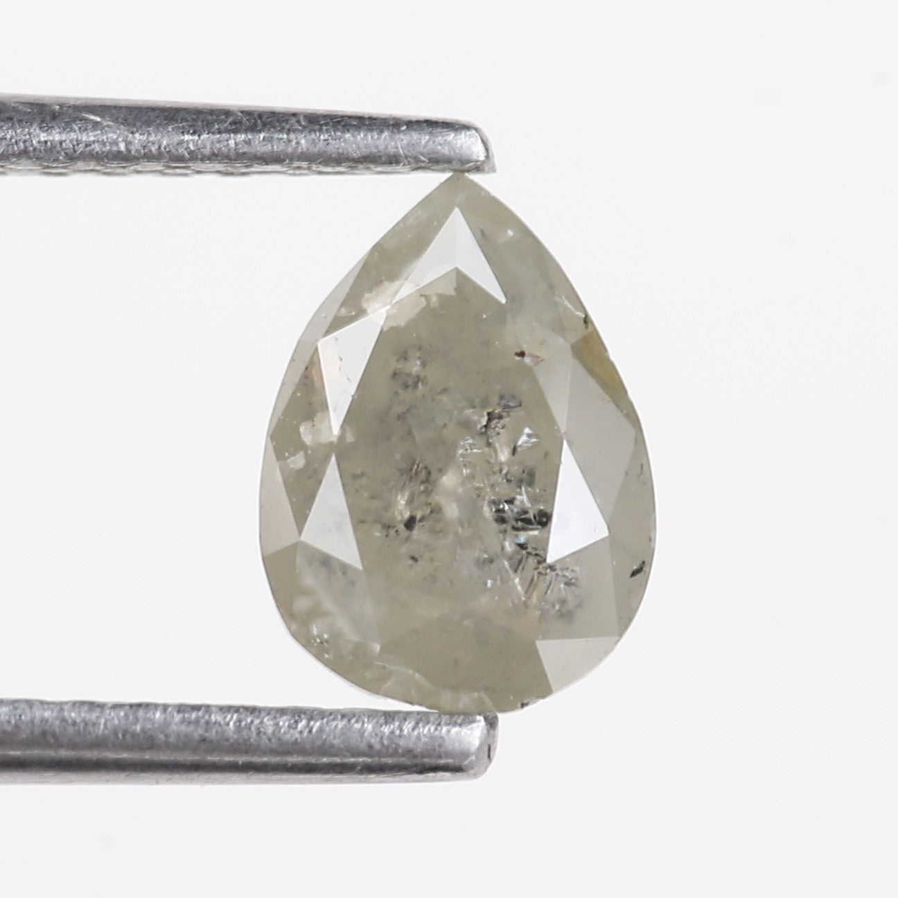 0.96 Carat Natural Gray Pear Shape Salt and Pepper Diamond 7.16 MM