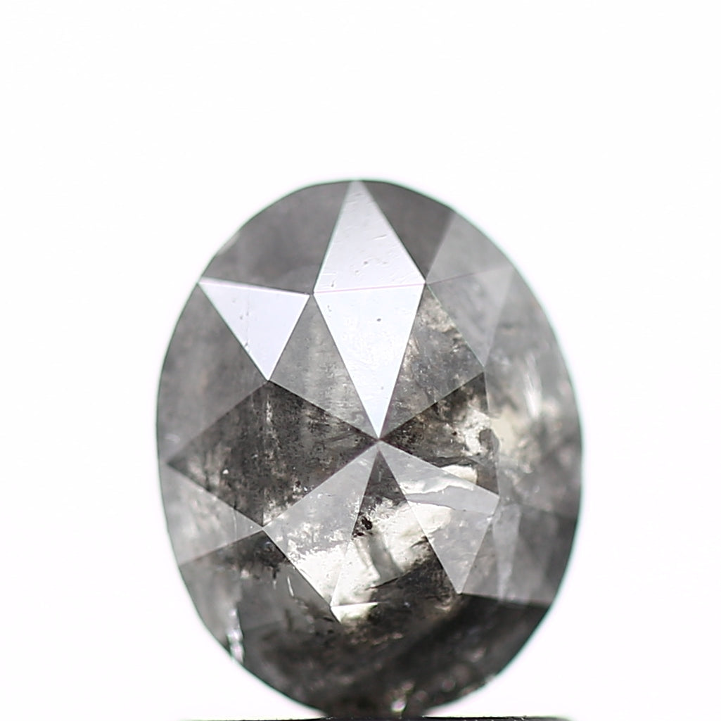 0.96 Carat Oval Cut Salt and Pepper Diamond 7.4 mm