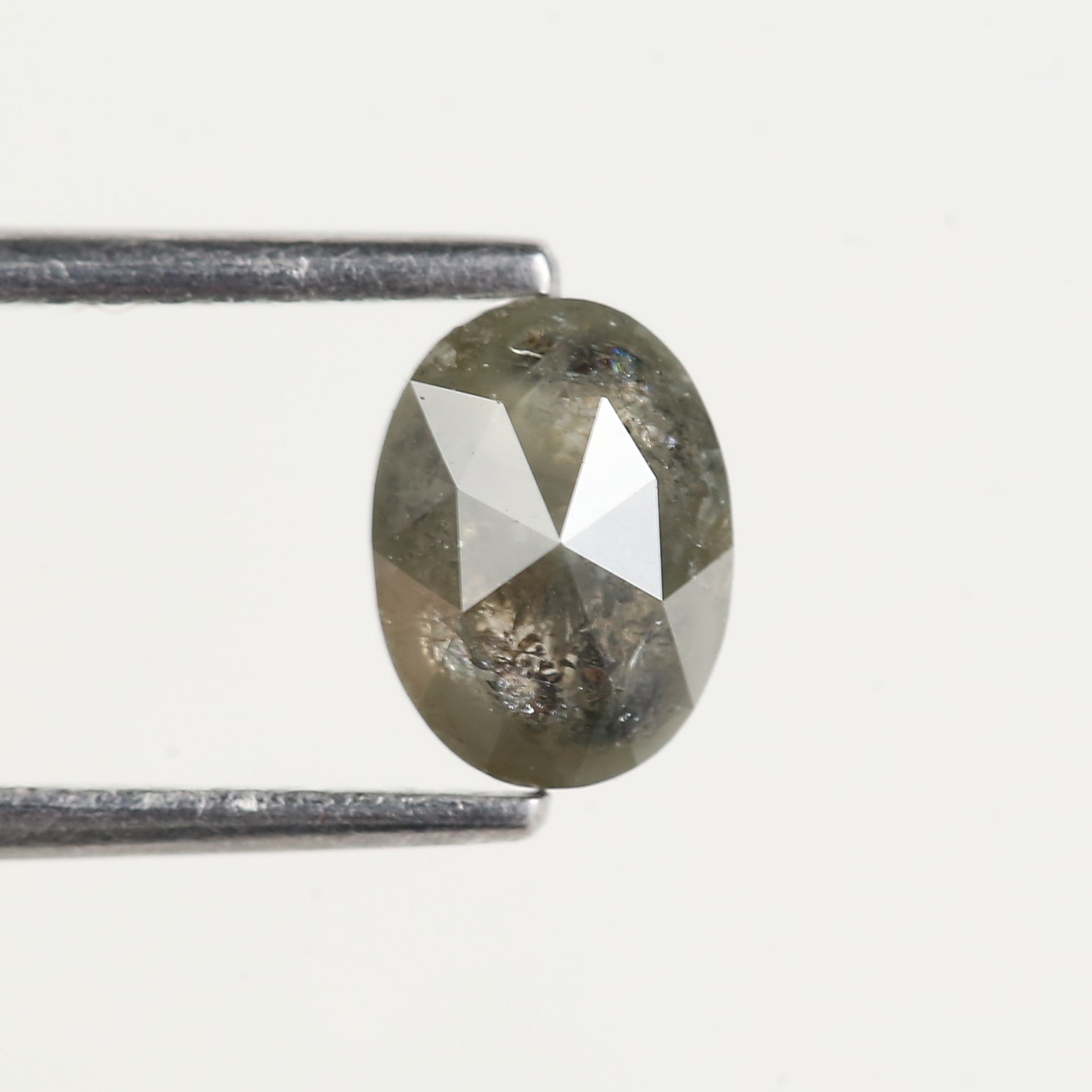 0.98 Carat Natural Oval Cut Grey Green Salt and Pepper Diamond 6.90 MM