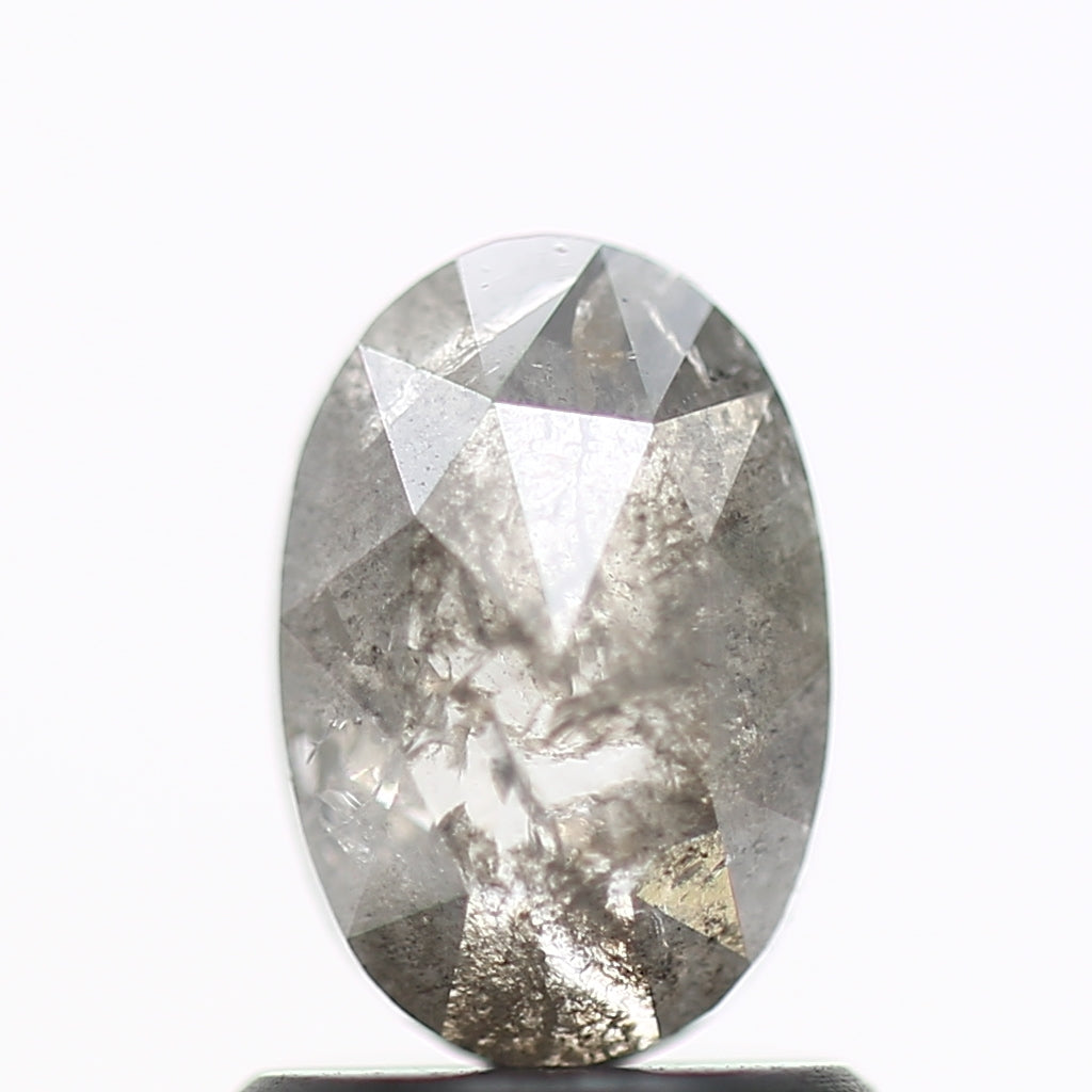 Natural Oval Rose Cut Ethical Salt and Pepper Diamond