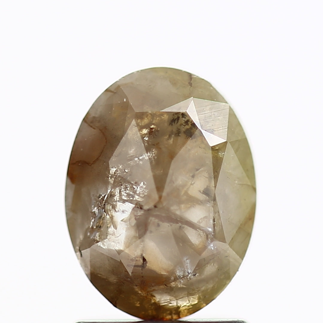 0.99 Ct Rustic Oval Radiant Cut Gray Natural Loose Diamond 8.05 MM