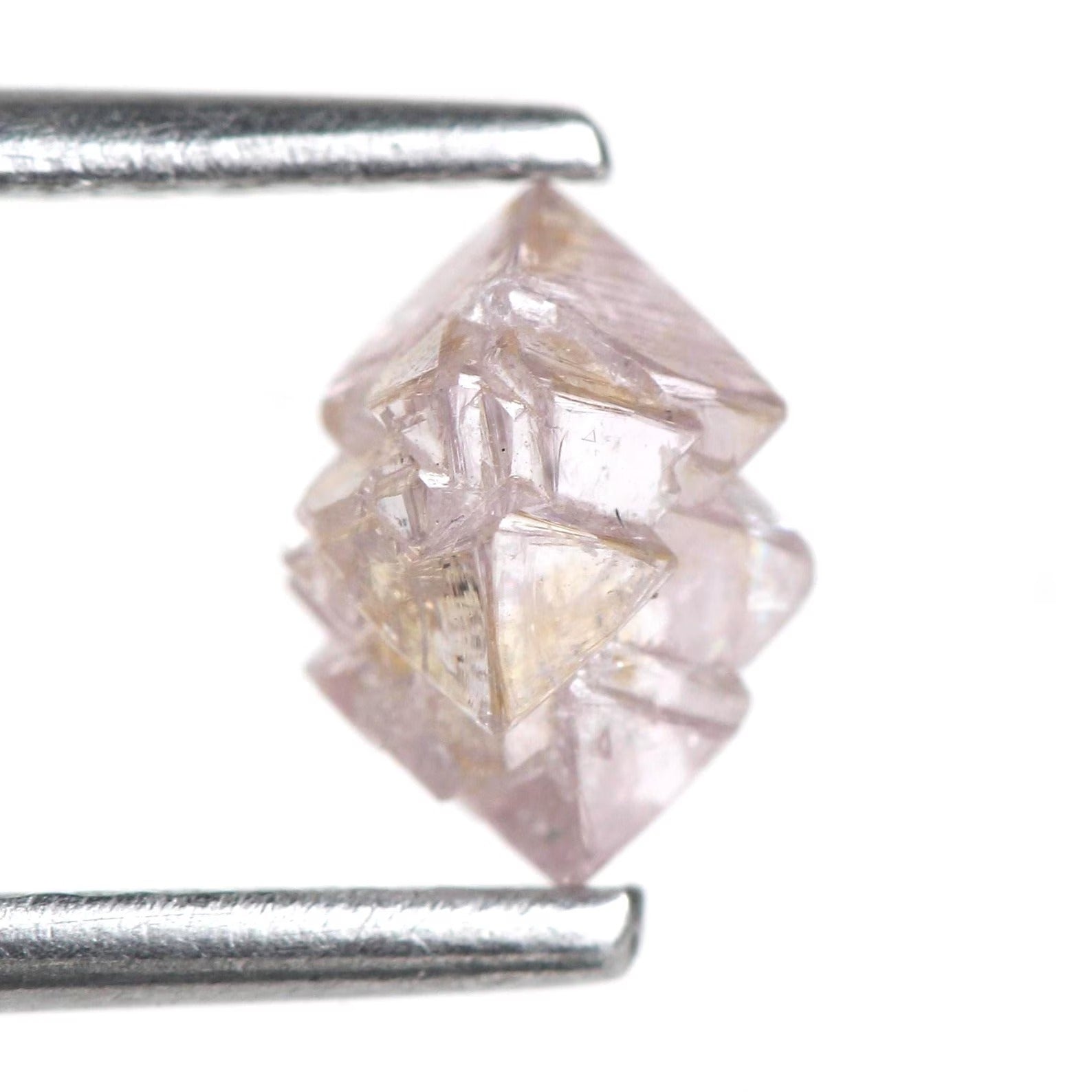 0.79 Carat Natural Rough Octahedron Crystal Purple Pink Raw Diamond 6.4 MM