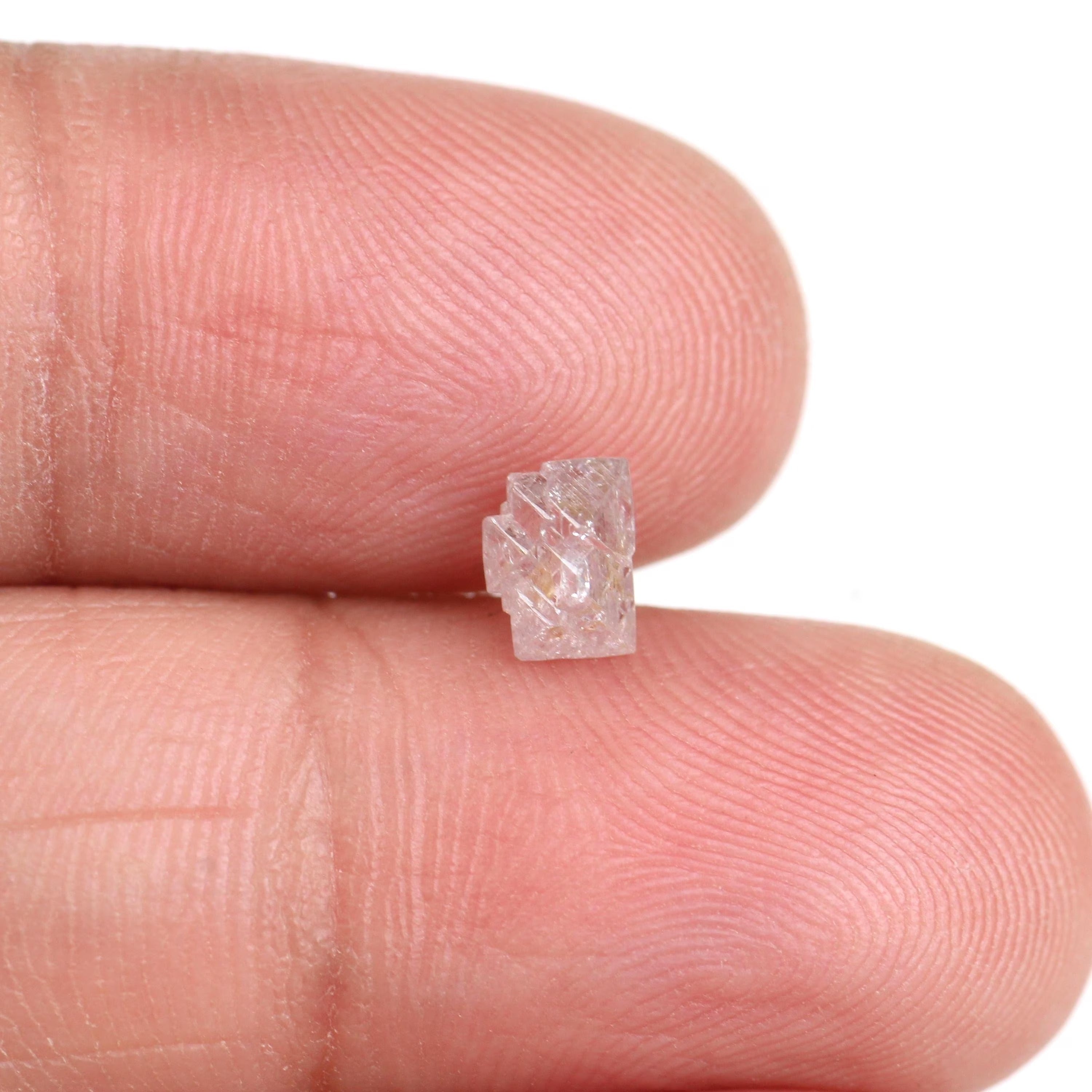 0.79 Carat Natural Rough Octahedron Crystal Purple Pink Raw Diamond 6.4 MM