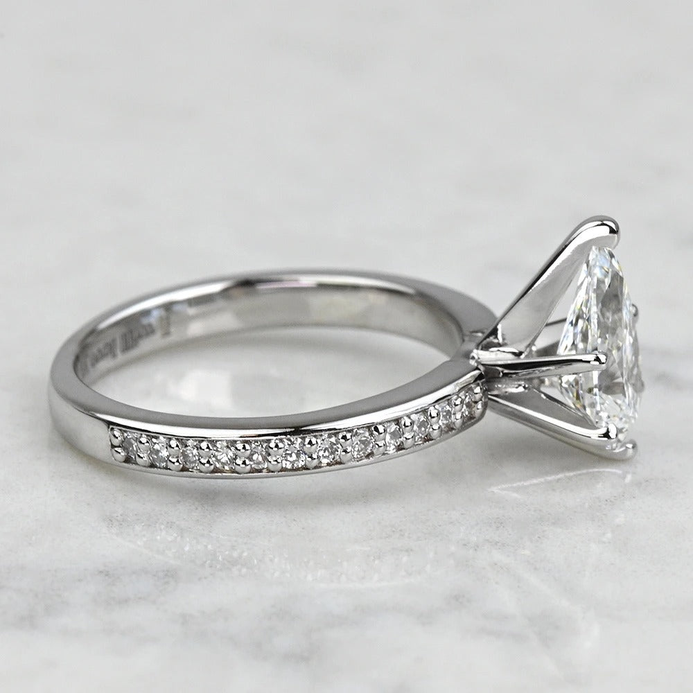 1 Carat Lab Created Pear Diamond Pave Engagement Ring 14K/18K Solid Gold
