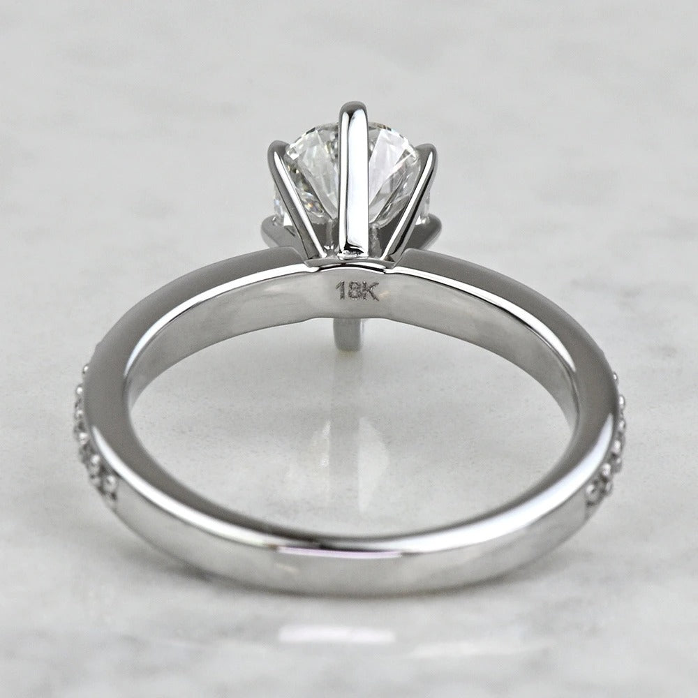 1 Carat Lab Created Pear Diamond Pave Engagement Ring 14K/18K Solid Gold