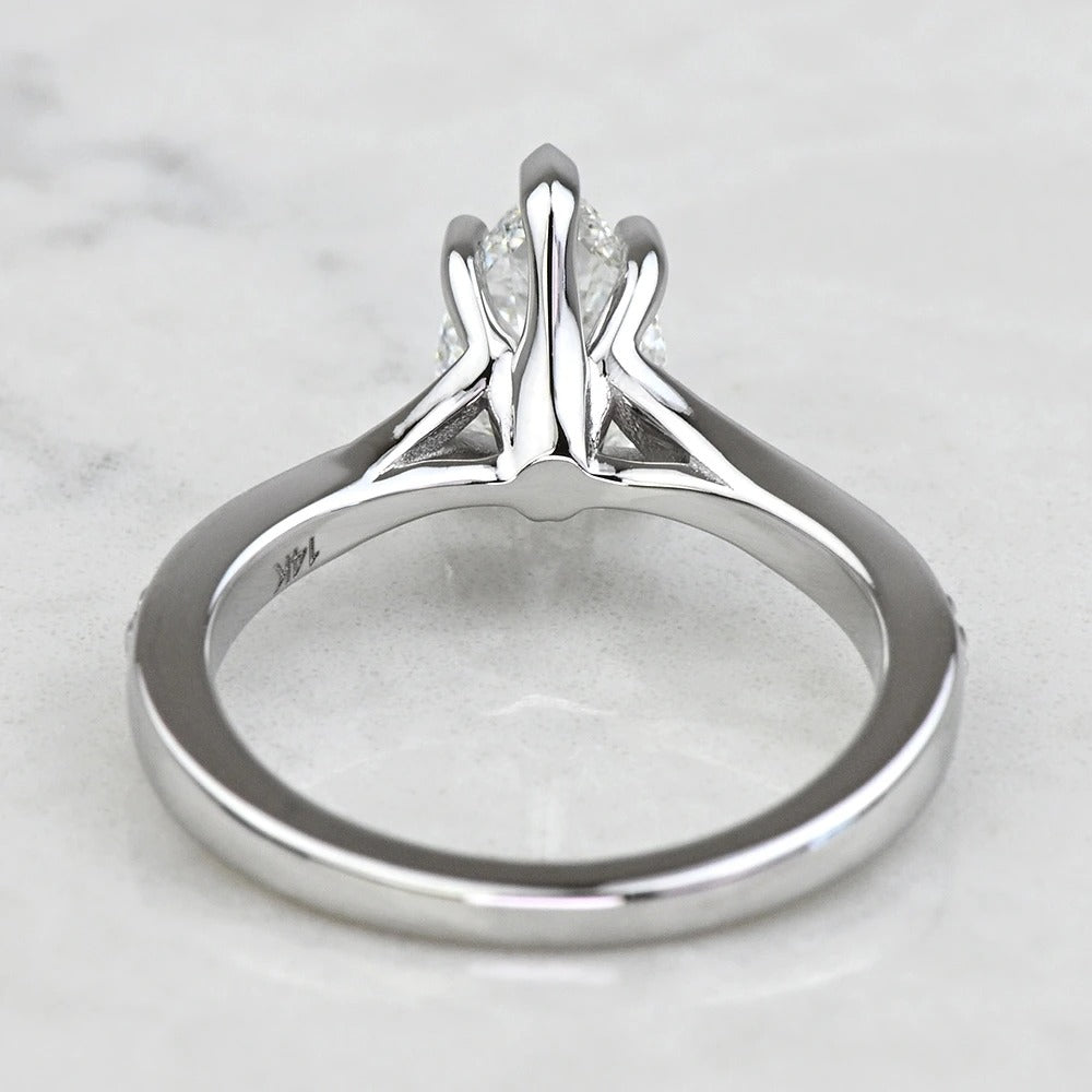1 Carat Lab Grown Pear Diamond Split Shank Engagement Ring 14K/18K Solid Gold