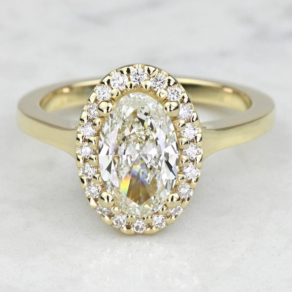 1 Carat Oval Lab Diamond Pave Halo Engagement Ring