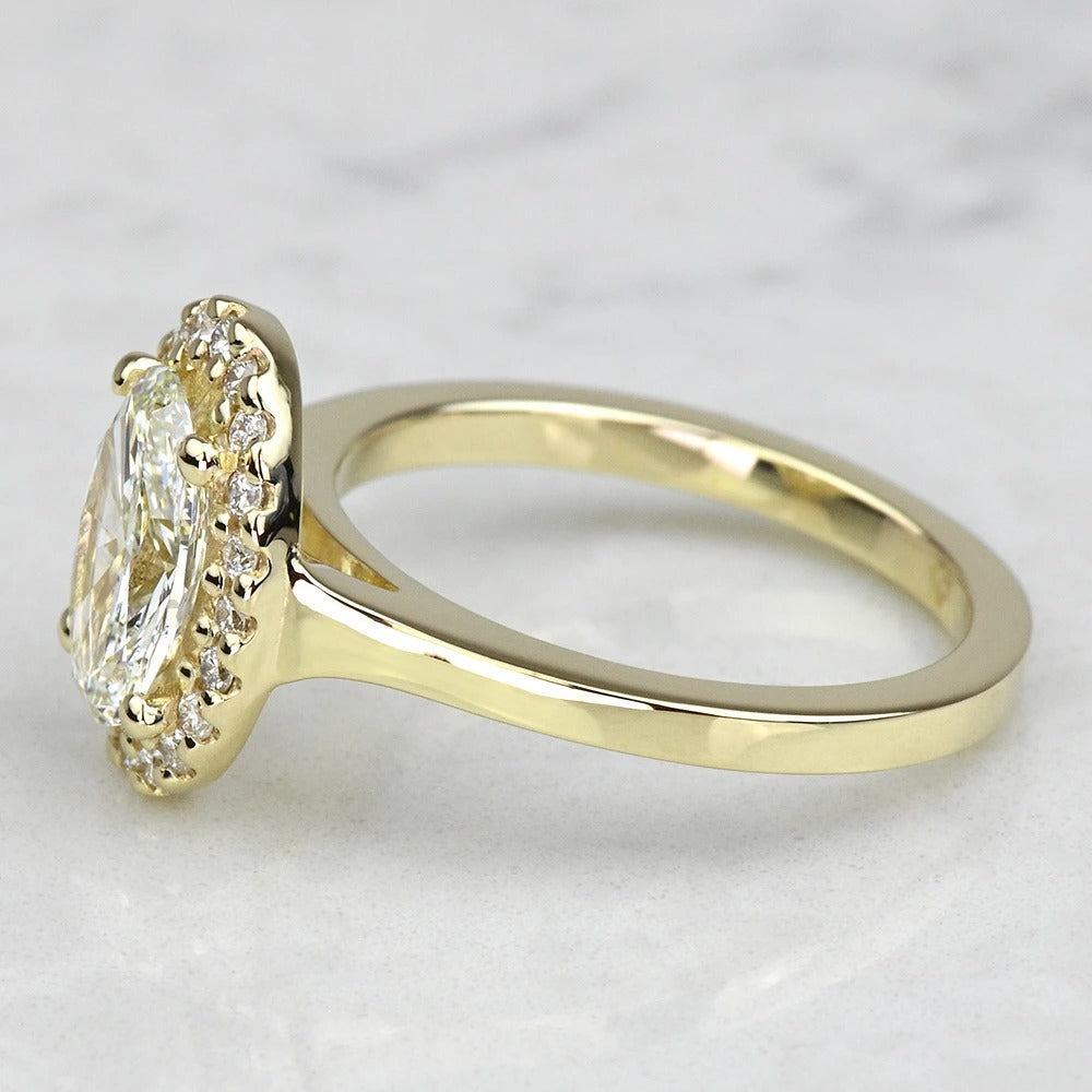 1 Carat Oval Lab Diamond Pave Halo Engagement Ring