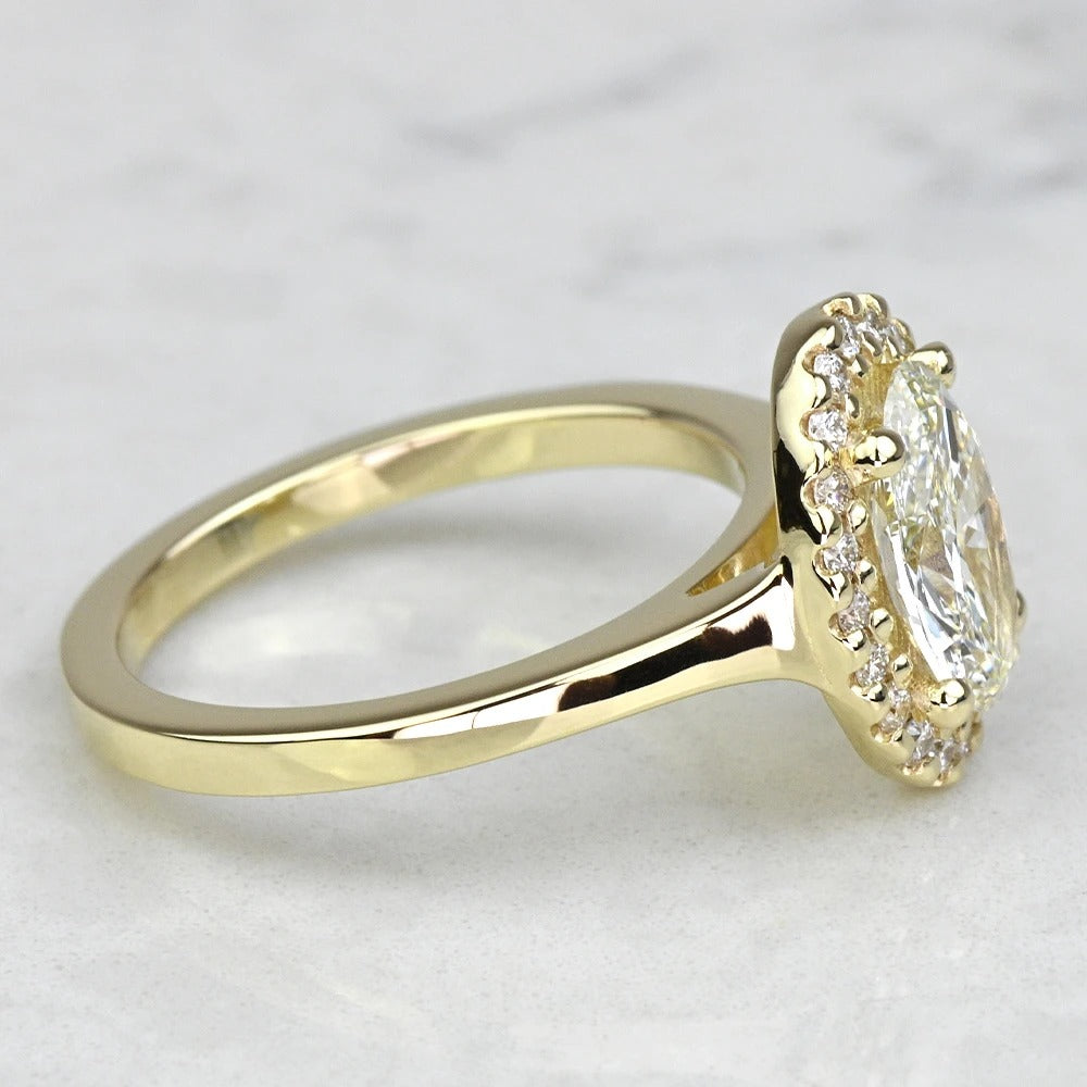 1 Carat Oval Lab Diamond Pave Halo Engagement Ring