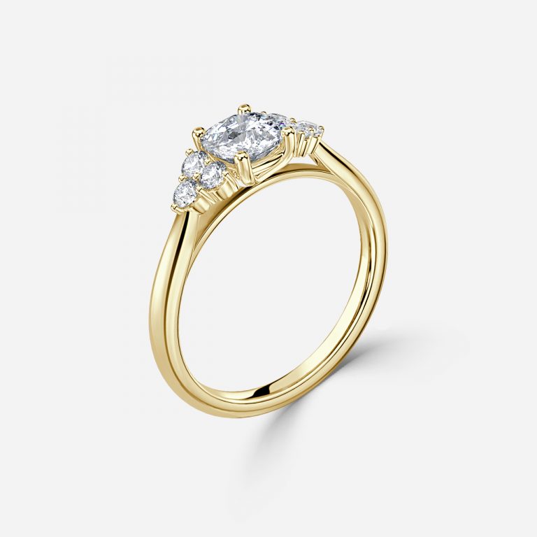 Nika Cushion Cluster Engagement Ring 14K / 18K Solid Gold