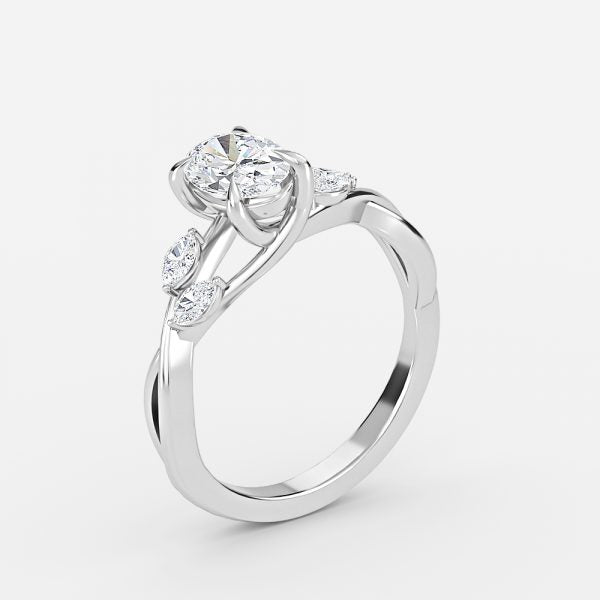 Aura Oval Unique Diamond Engagement Ring 14K / 18K Solid Gold