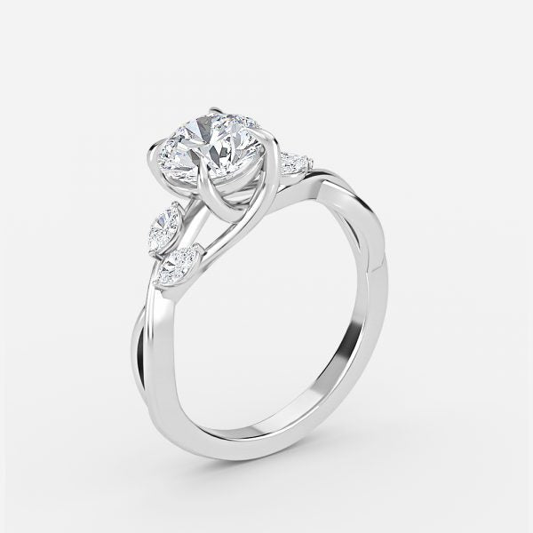 Aura Round Unique Diamond Engagement Ring 14K / 18K Solid Gold