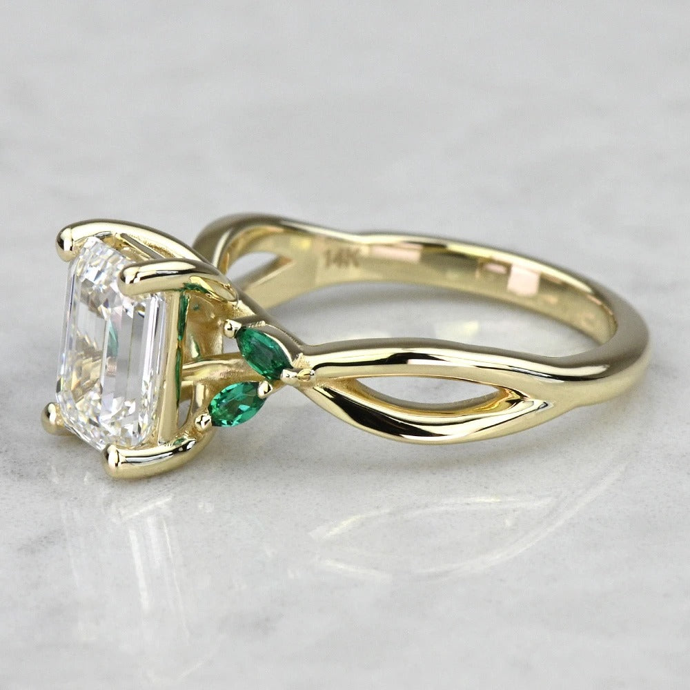 1 Carat Lab Grown Emerald Diamond Twist Engagement Ring