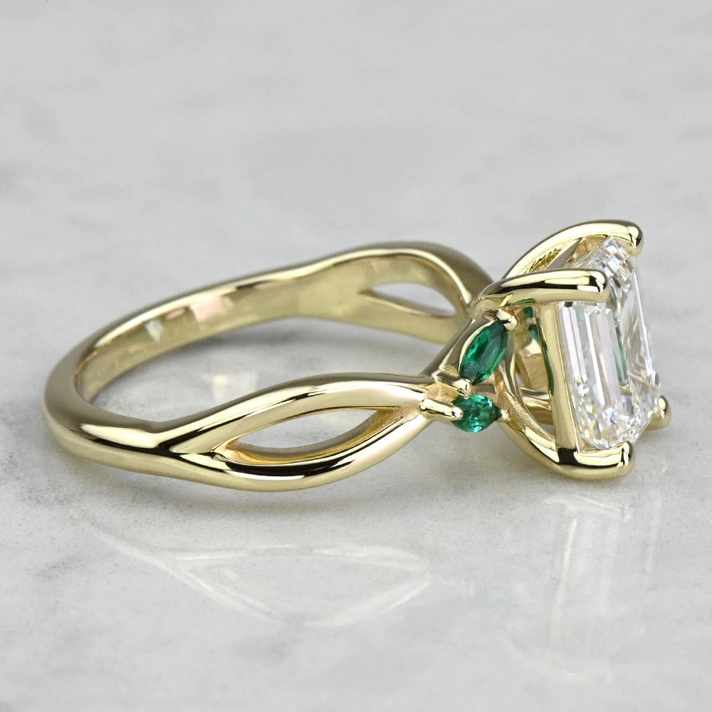 1 Carat Lab Grown Emerald Diamond Twist Engagement Ring