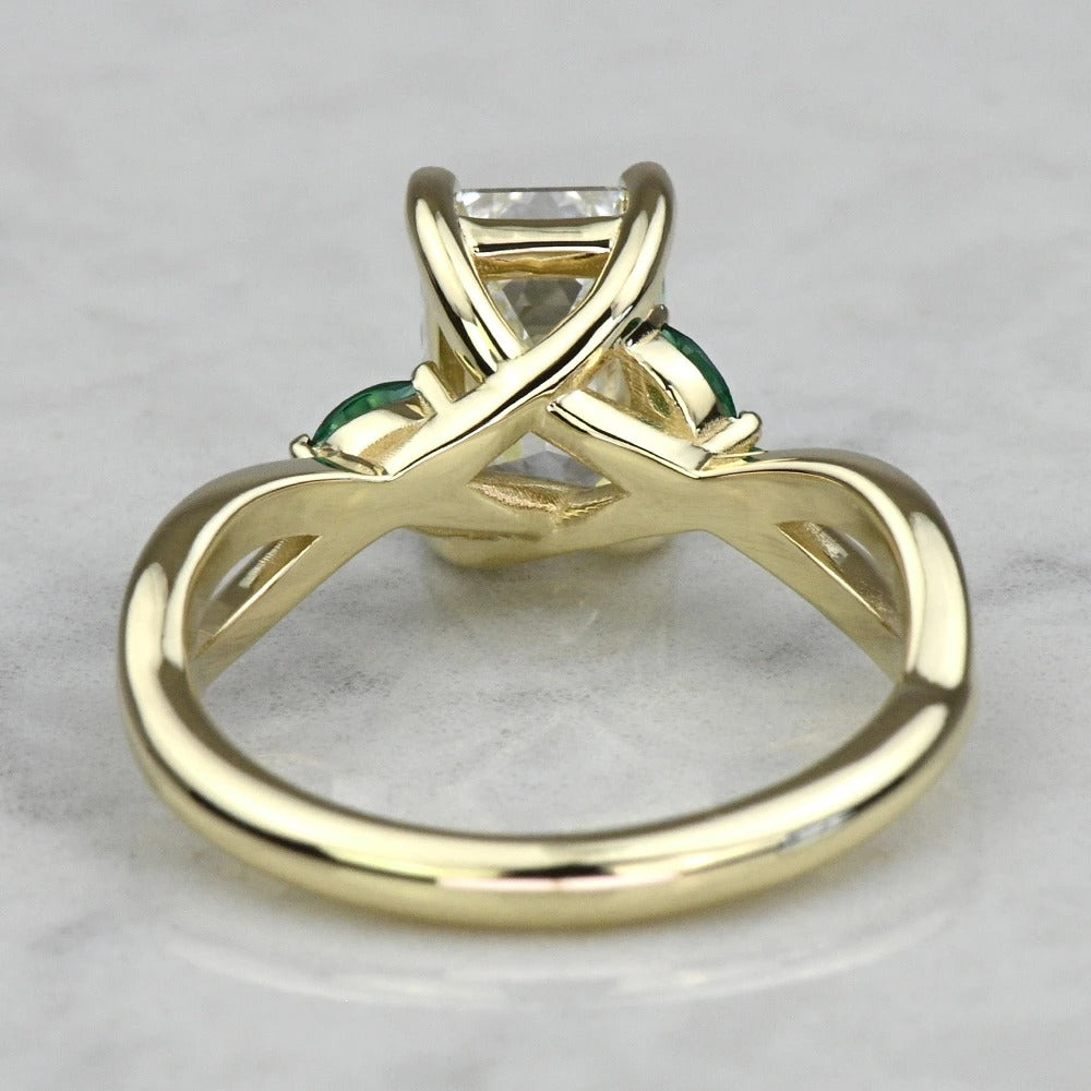 1 Carat Lab Grown Emerald Diamond Twist Engagement Ring