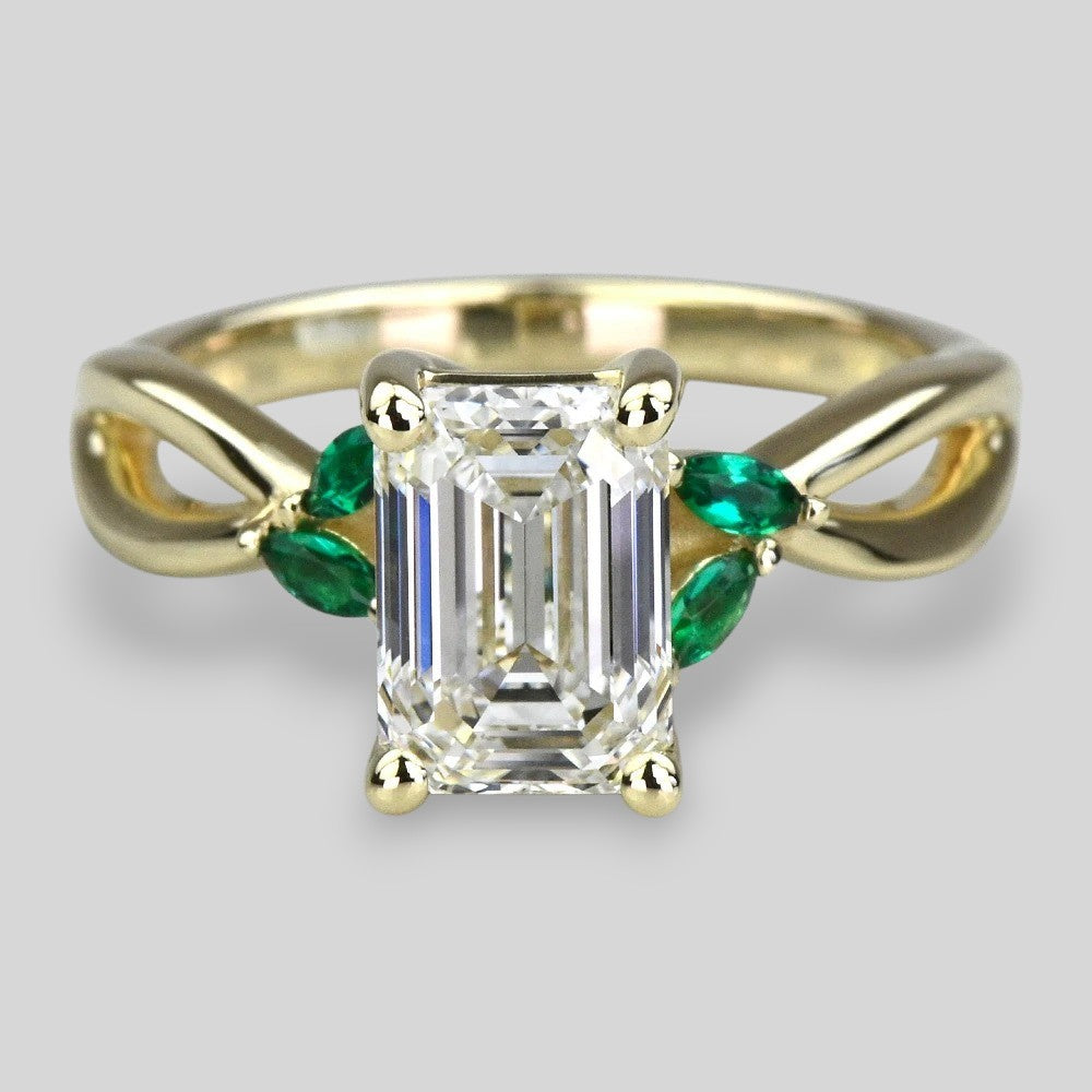 1 Carat Lab Grown Emerald Diamond Twist Engagement Ring