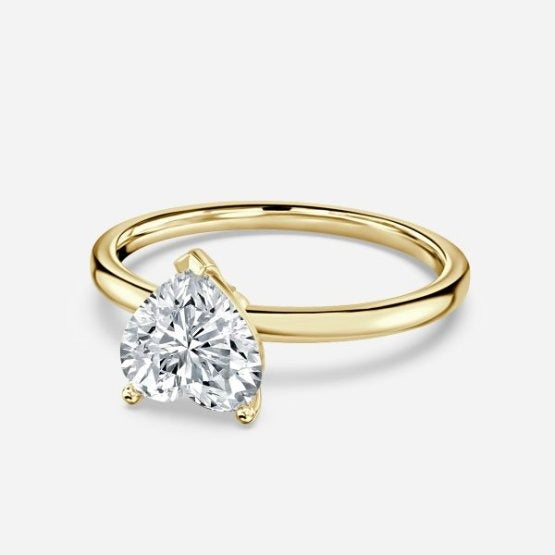 Deltic Heart Solitaire Engagement Ring 14K / 18K Solid Gold