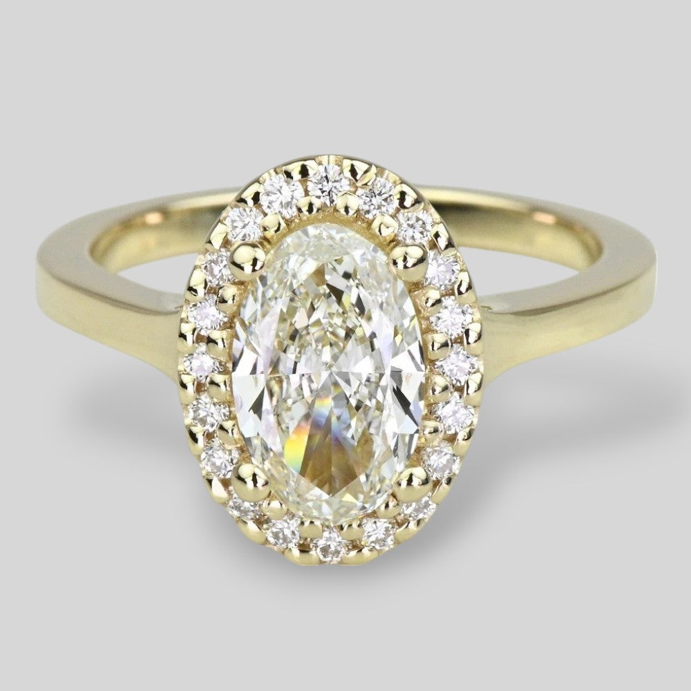 1 Carat Oval Lab Diamond Pave Halo Engagement Ring