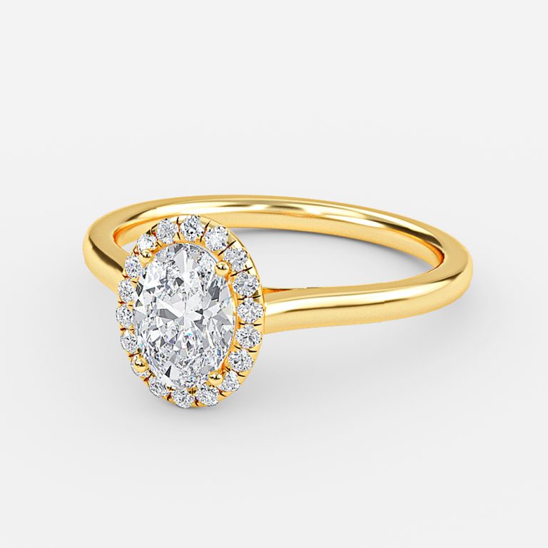Kevi Oval Halo Engagement Ring 14K / 18K Solid Gold