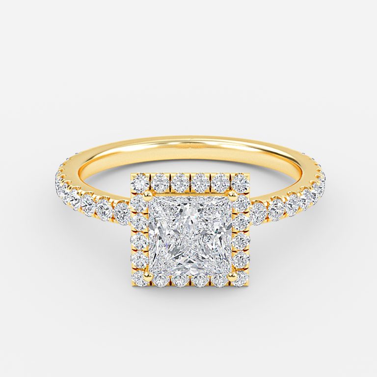 Killian Princess Halo Engagement Ring 14K / 18K Solid Gold