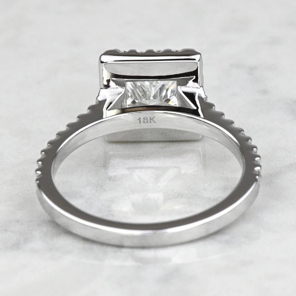 1 Carat Lab Created Princess Diamond Halo Engagement Ring 14K/18K Gold