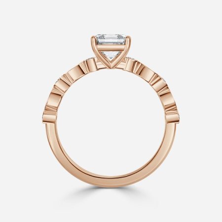 Trine Round Unique Diamond Engagement Ring 14K / 18K Solid Gold