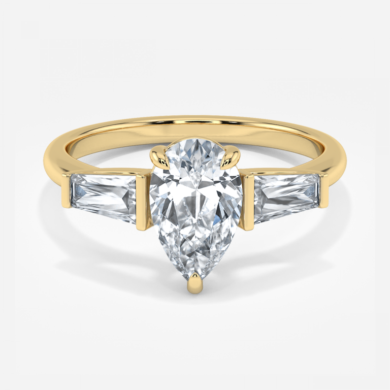Jeraldine Pear Three Stone Engagement Ring 14K / 18K Solid Gold