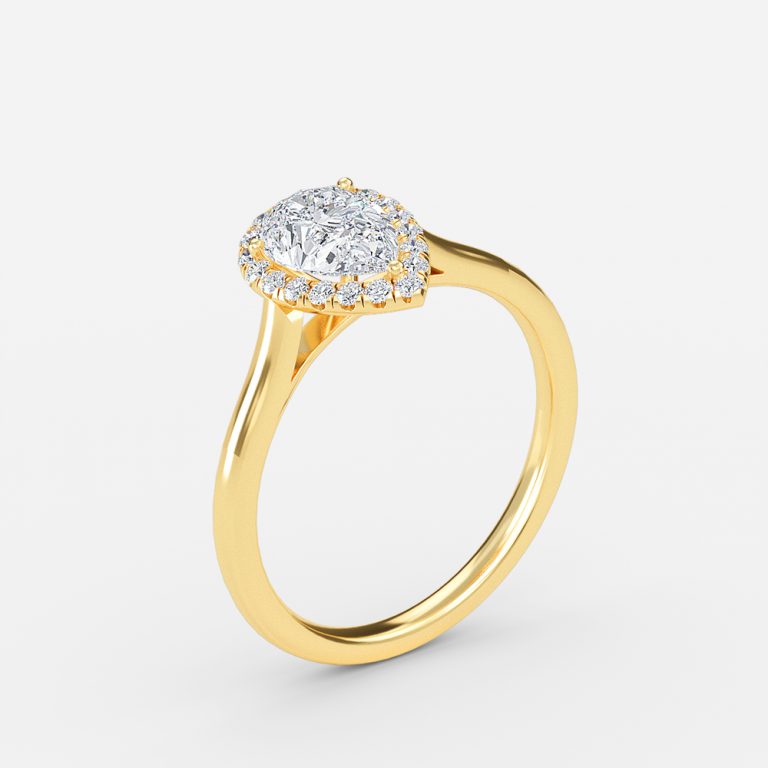 Kevi Pear Halo Engagement Ring 14K / 18K Solid Gold
