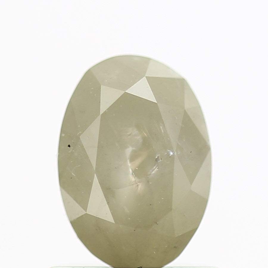 1.01 Carat Oval Brilliant Rose Cut Gray Natural Diamond 6.92 MM