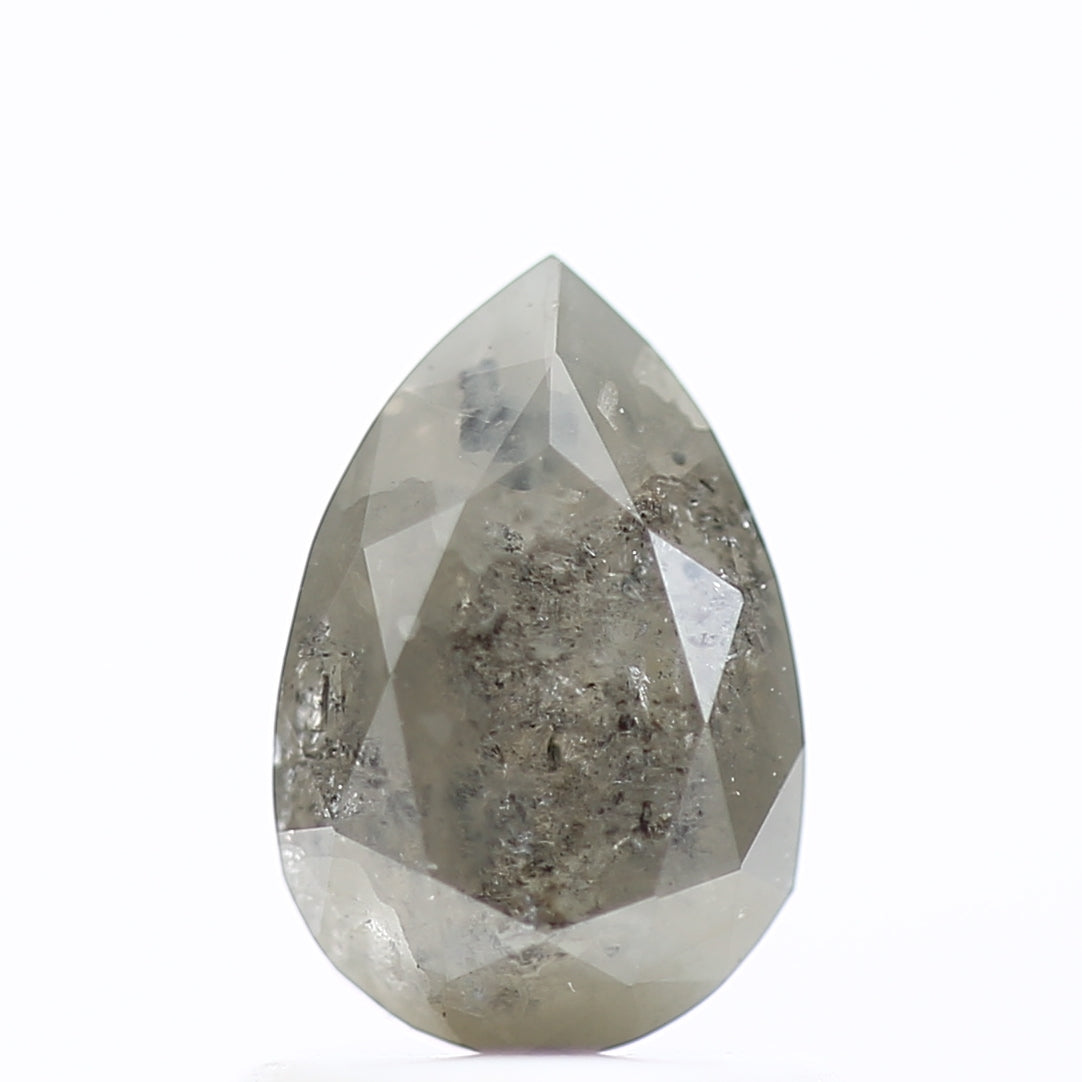 1.02 Carat Celestial Pear Salt and Pepper Natural Diamond 7.68 MM