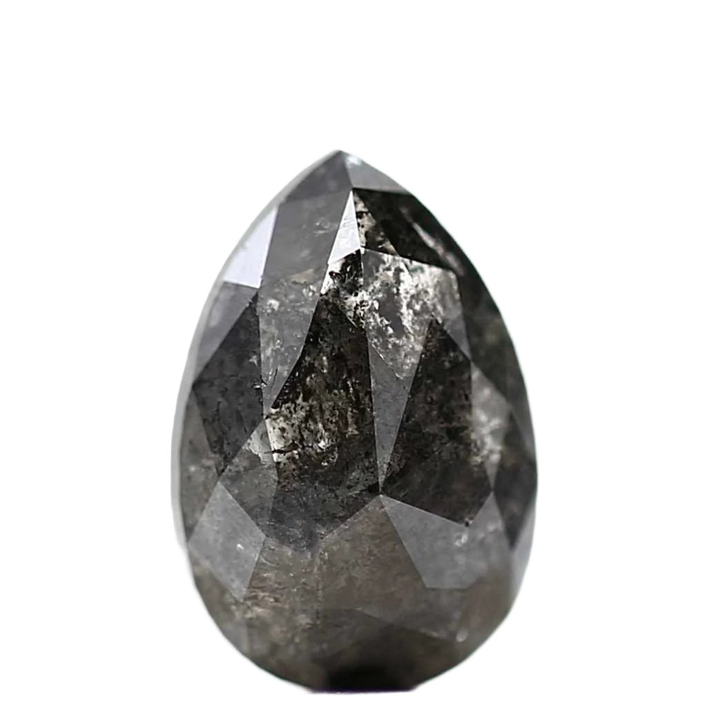 1.02 Carat Natural Black Pear Salt and Pepper Diamond 7.58 MM