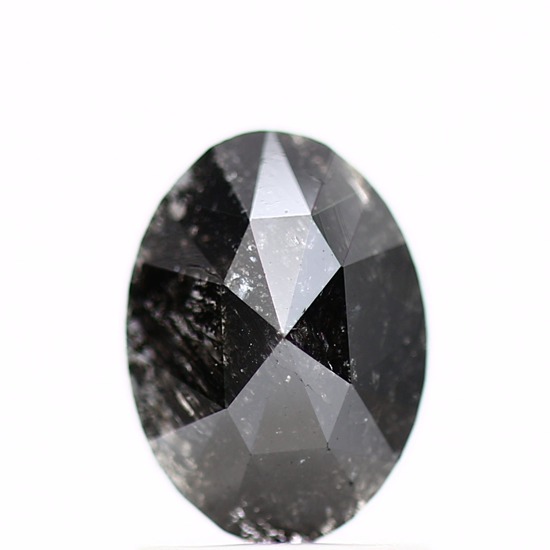 1.02 Carat Salt and Pepper Black Oval Cut Diamond 8 MM