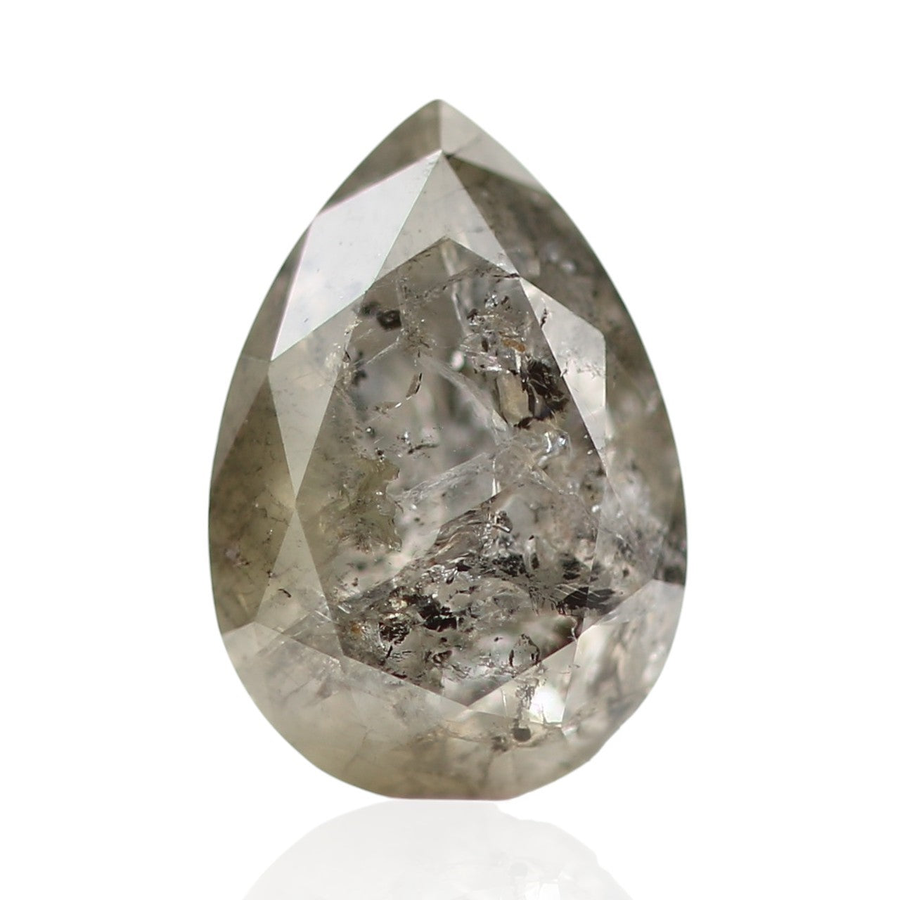 0.48 Carat Fancy Gray Pear Salt and Pepper Diamond 6.32 MM