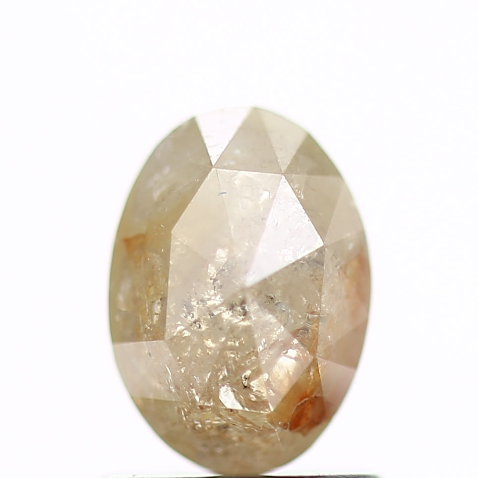 1.04 Carat Natural Rose Cut Rustic Oval Yellow Diamond