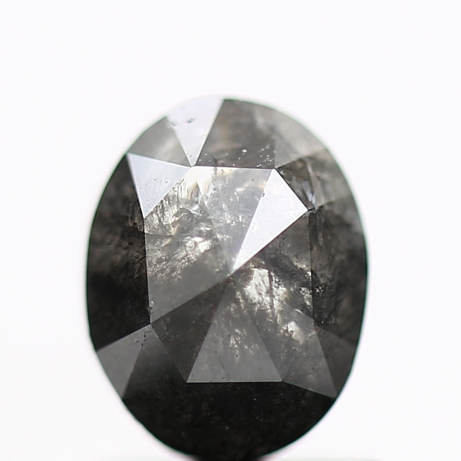 1.07 Carat Oval Gray Salt and Pepper Natural Diamond 6.8 MM