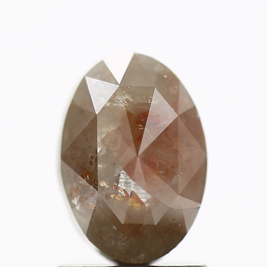1.07 Carat Oval Rose Cut Red Salt and Pepper Loose Natural Diamond 7.8 MM