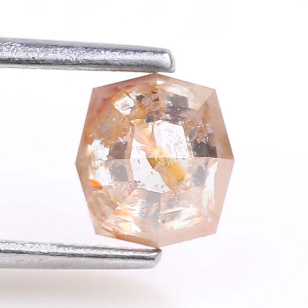 1.08 Carat Natural Light Orange Hexagon Cut Salt And Pepper Diamond 6.20 MM