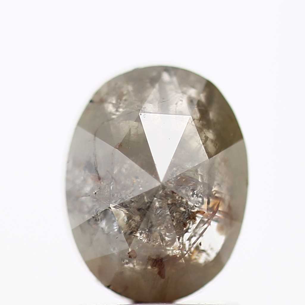 1.09 Carat Gray Oval Rose Cut Natural Loose Diamond 7.50 MM