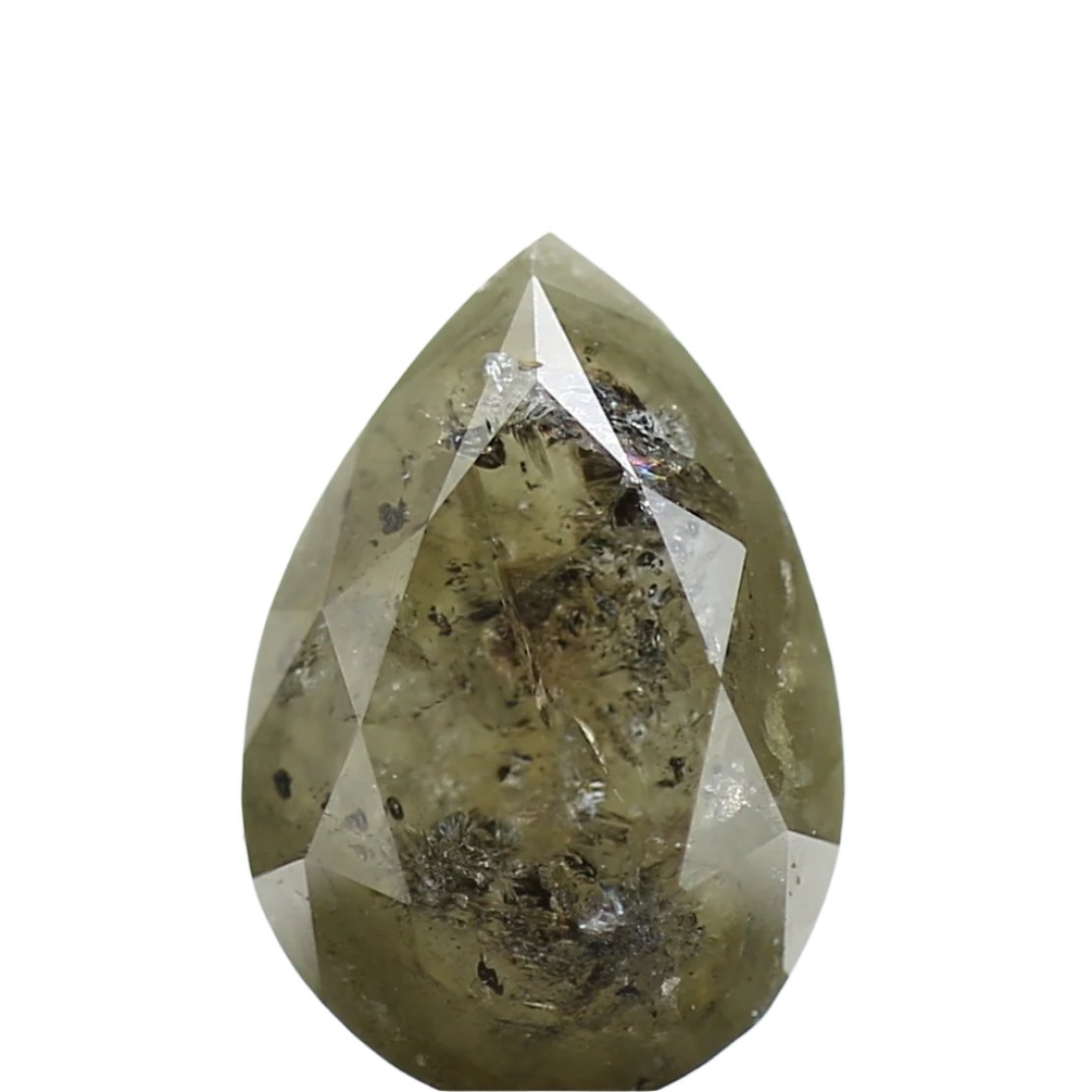 1.09 Carat Natural Green Gray Pear Loose Diamond 8.52 MM