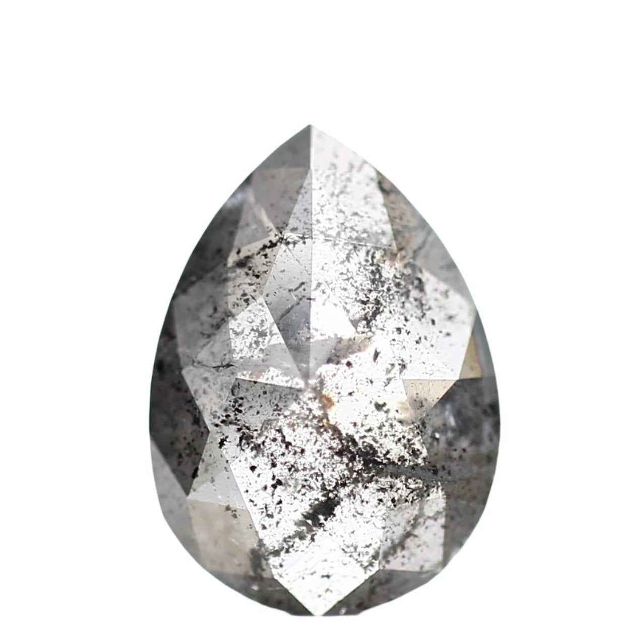 1.11 Carat Natural Diamond Gray Rose Cut Salt and Pepper Pear Diamond 9.25 MM