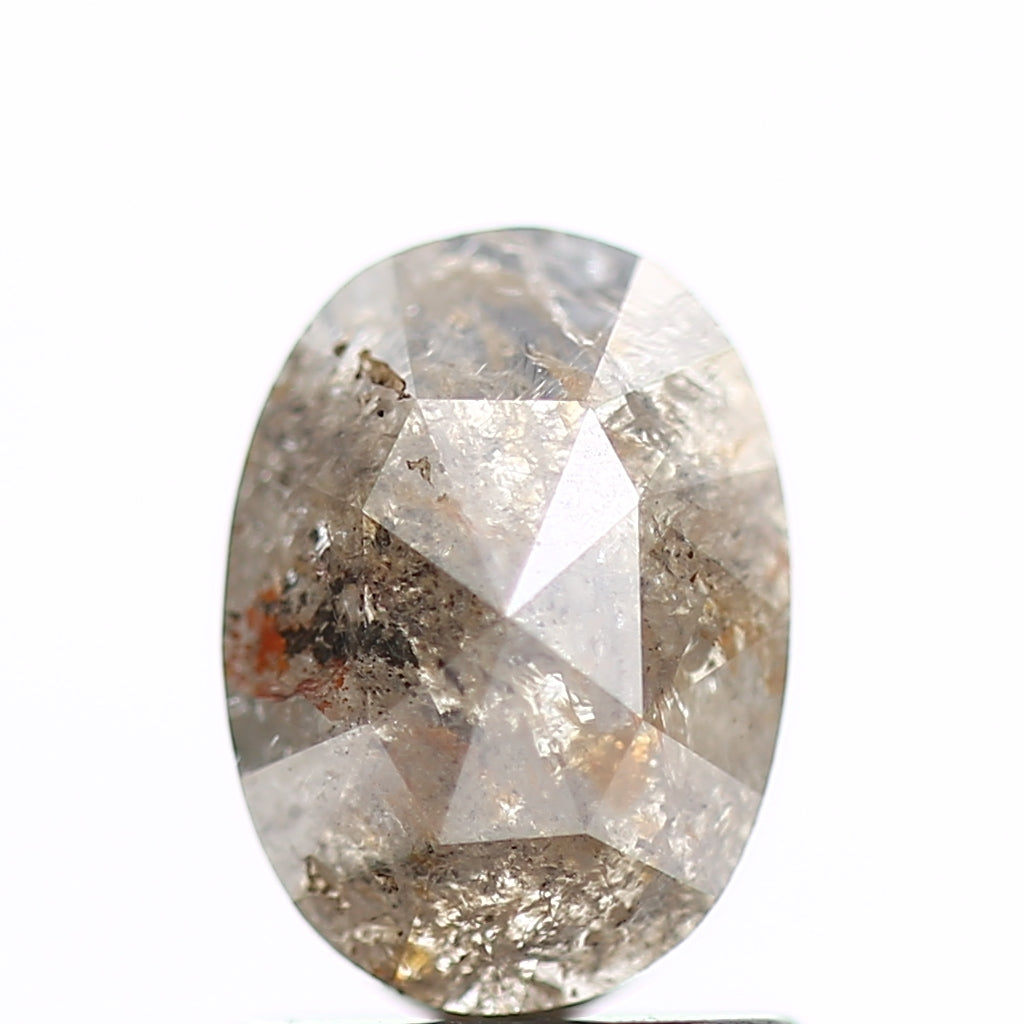 1.11 Carat Oval Rose Cut Salt and Pepper Diamond