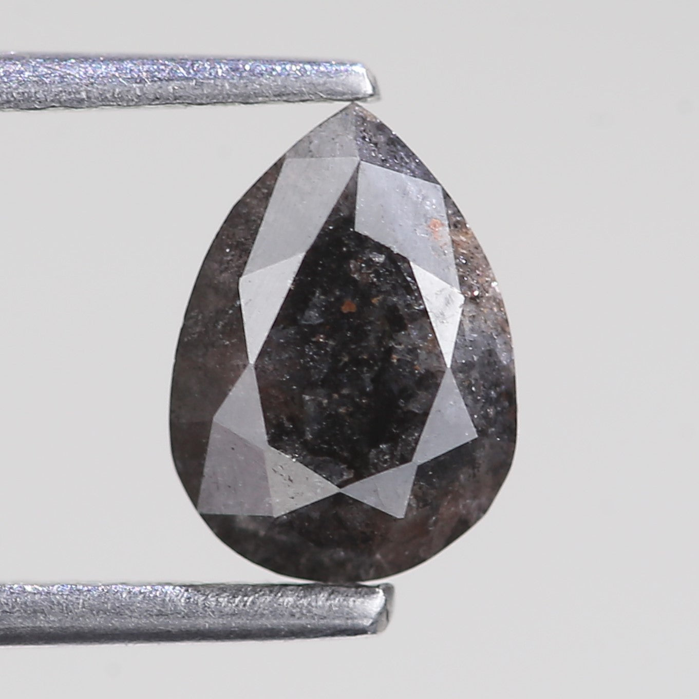1.13 Carat Natural Pear Cut Black Salt And Pepper Diamond 7.95 MM