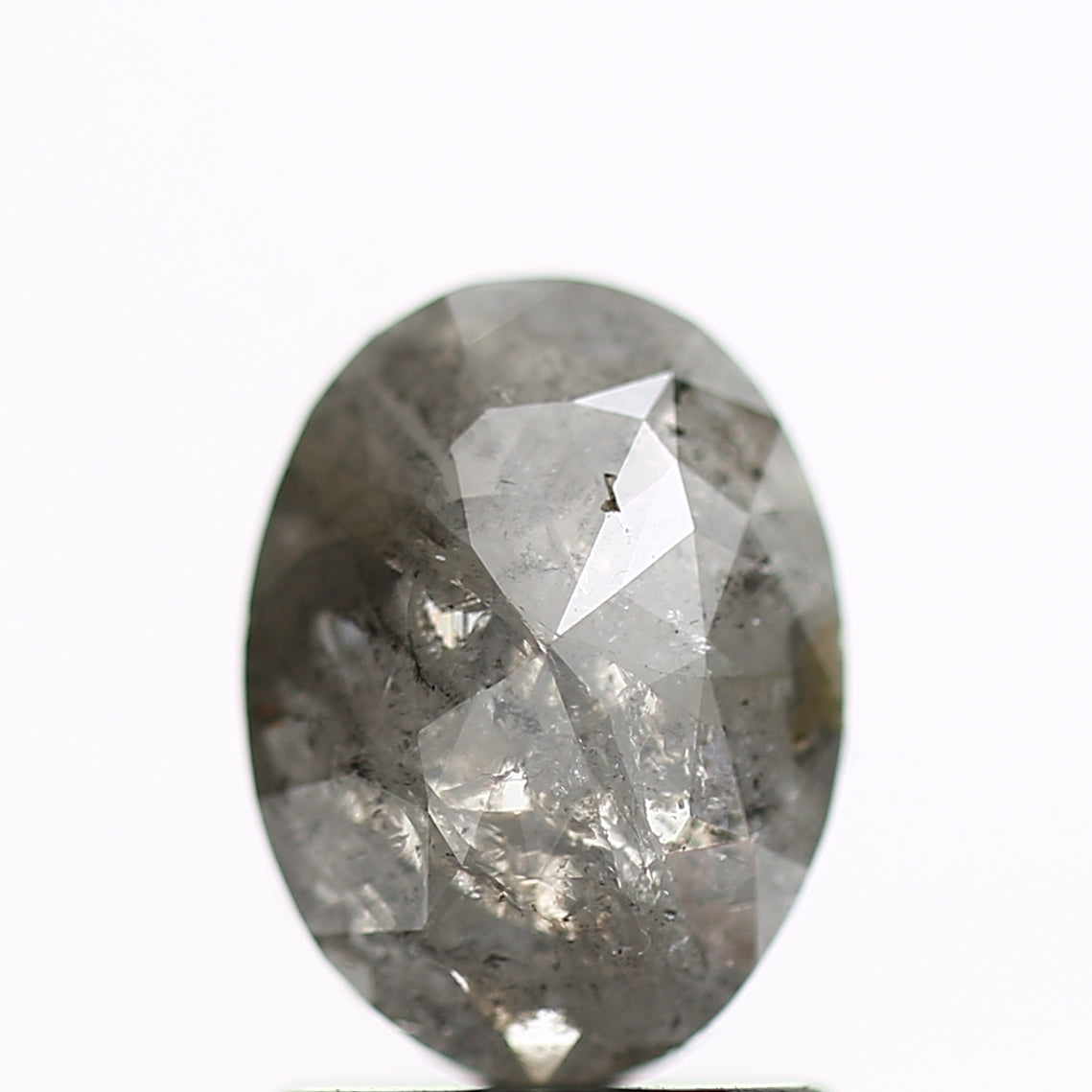 1.15 Carat Natural Gray Oval Salt and Pepper Diamond 8 MM