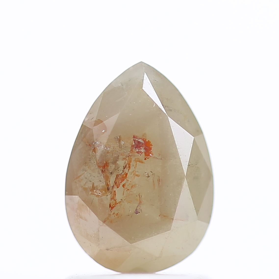 1.15 Carat Rustic Orange Gray Pear Cut Salt And Pepper Diamond 8.30 MM