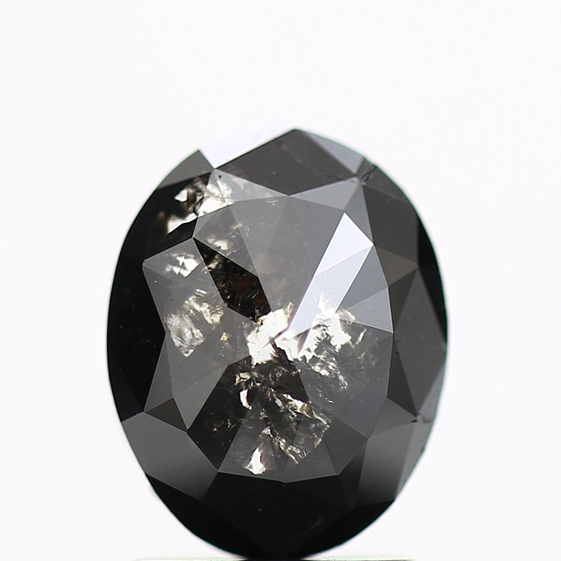 1.15 Ct Natural Black Diamond Oval Rose Cut 8.30 MM