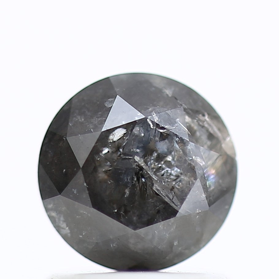 1.16 Carat Natural Round Galaxy Salt and Pepper Diamond 6.27 MM